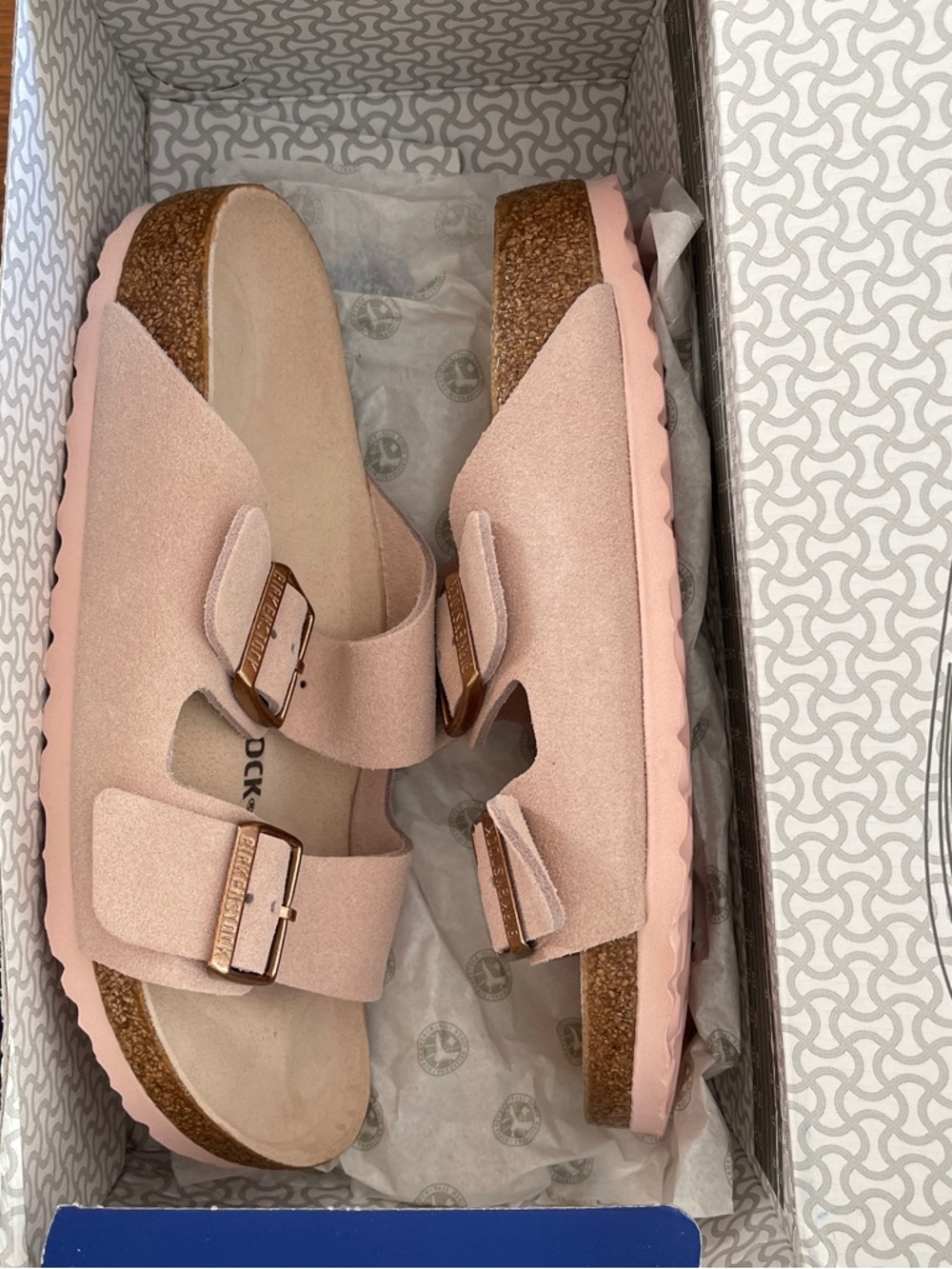 Birkenstock Arizona Suede Leather Sandals Light Rose - Picture 6 of 9
